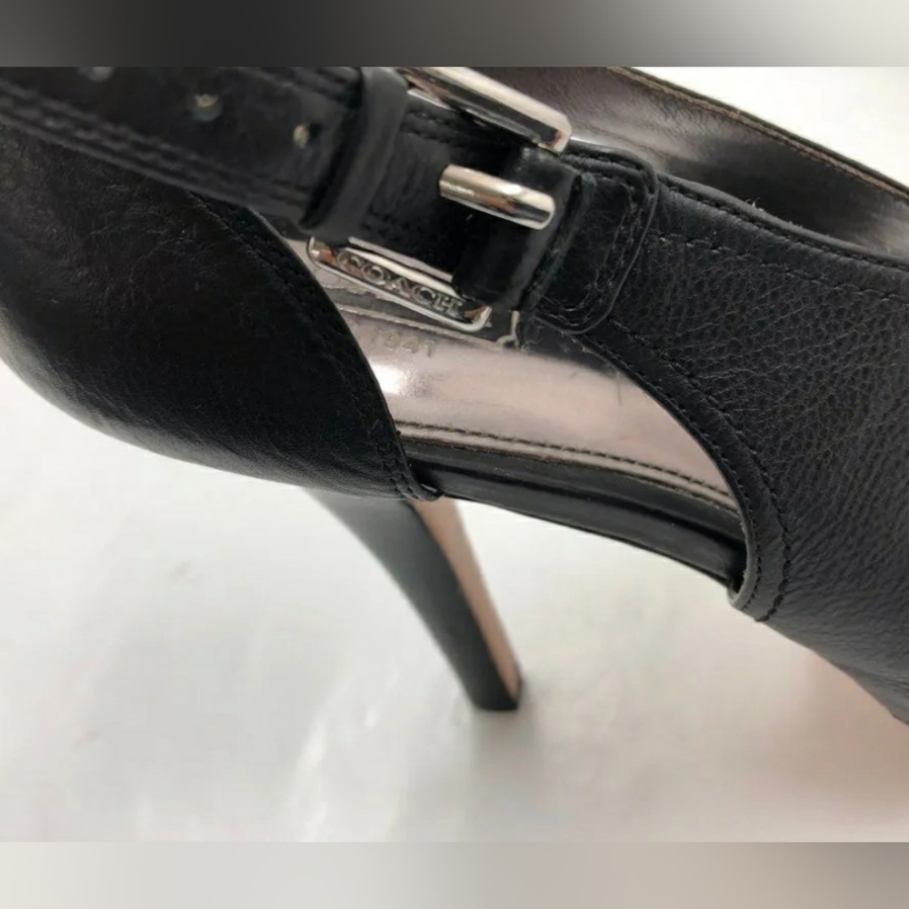 Coach Designer Black Leather Adelle Criss Cross Heel Stiletto Strappy 9 - Picture 9 of 10